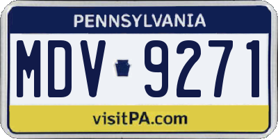 PA license plate MDV9271