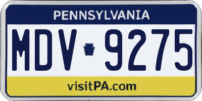 PA license plate MDV9275