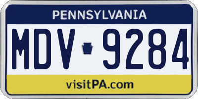 PA license plate MDV9284