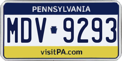 PA license plate MDV9293