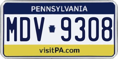 PA license plate MDV9308