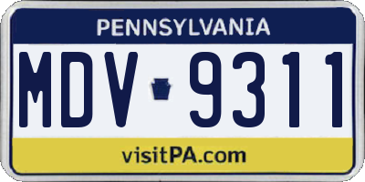 PA license plate MDV9311