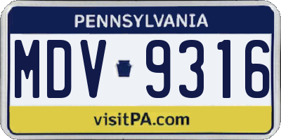 PA license plate MDV9316