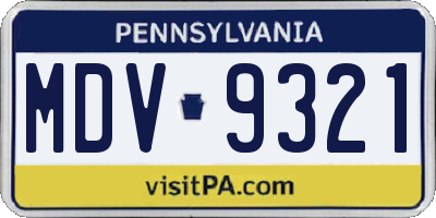 PA license plate MDV9321