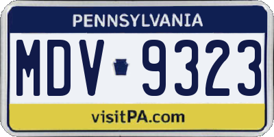 PA license plate MDV9323