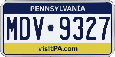PA license plate MDV9327