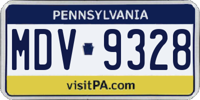 PA license plate MDV9328