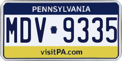 PA license plate MDV9335