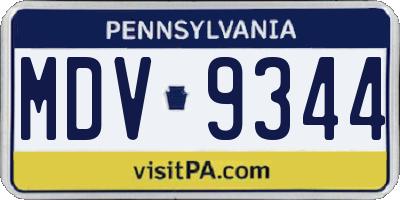 PA license plate MDV9344