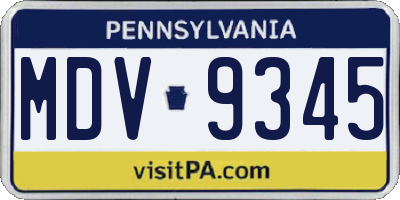 PA license plate MDV9345