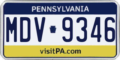 PA license plate MDV9346