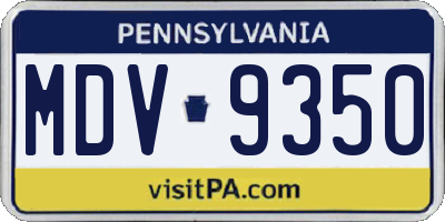 PA license plate MDV9350