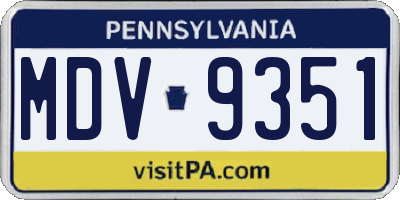 PA license plate MDV9351
