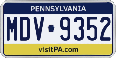PA license plate MDV9352