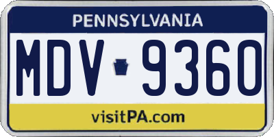 PA license plate MDV9360