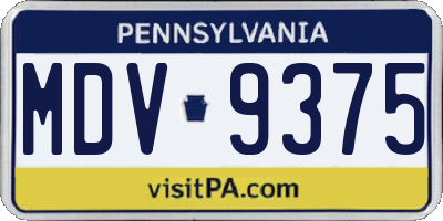 PA license plate MDV9375