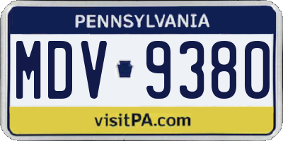 PA license plate MDV9380