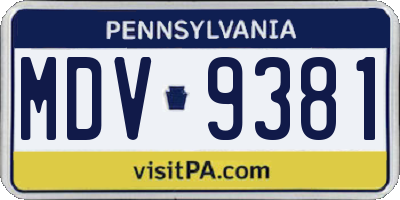 PA license plate MDV9381