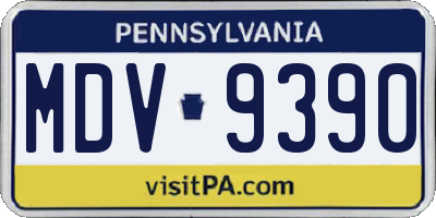 PA license plate MDV9390