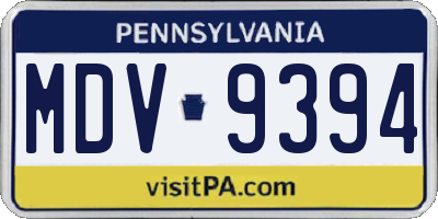 PA license plate MDV9394