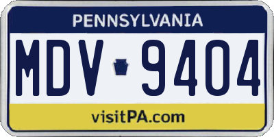 PA license plate MDV9404