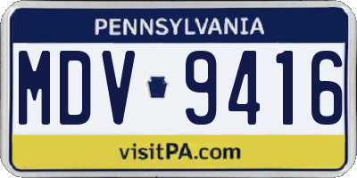 PA license plate MDV9416