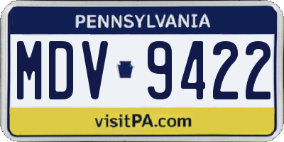 PA license plate MDV9422