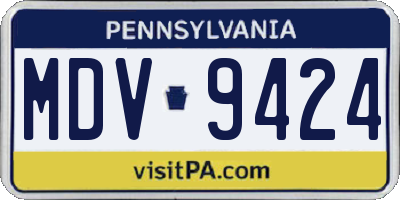 PA license plate MDV9424