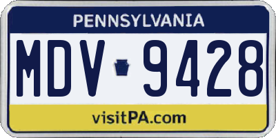 PA license plate MDV9428