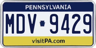 PA license plate MDV9429