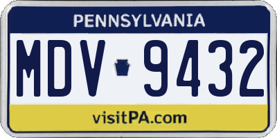 PA license plate MDV9432