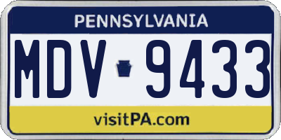 PA license plate MDV9433