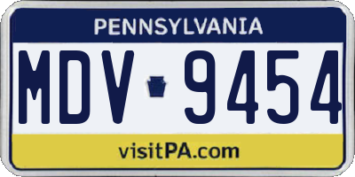 PA license plate MDV9454