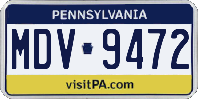PA license plate MDV9472