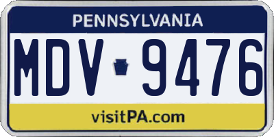 PA license plate MDV9476