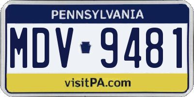 PA license plate MDV9481