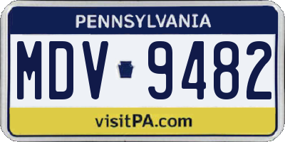PA license plate MDV9482