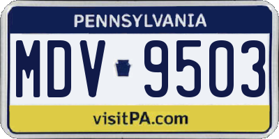 PA license plate MDV9503