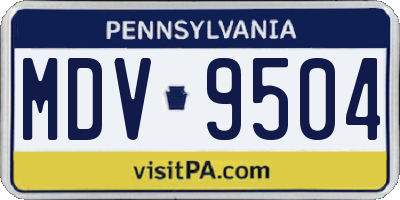 PA license plate MDV9504