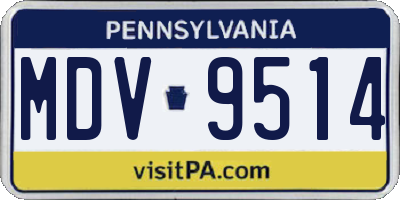 PA license plate MDV9514