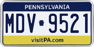 PA license plate MDV9521