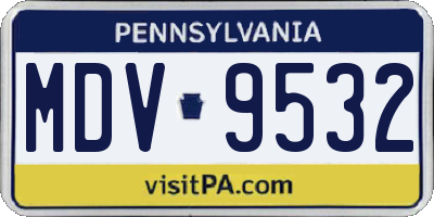 PA license plate MDV9532