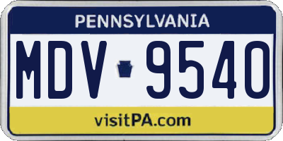 PA license plate MDV9540