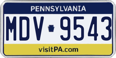 PA license plate MDV9543