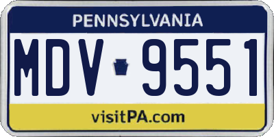PA license plate MDV9551