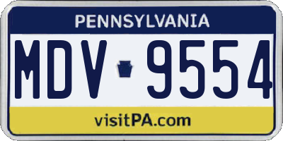 PA license plate MDV9554
