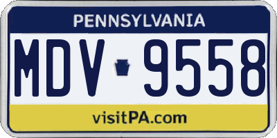 PA license plate MDV9558
