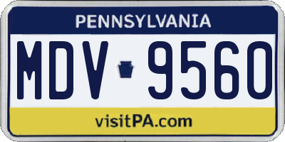 PA license plate MDV9560