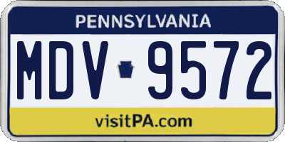 PA license plate MDV9572