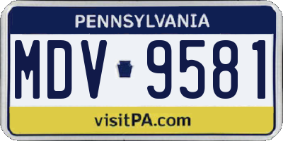 PA license plate MDV9581